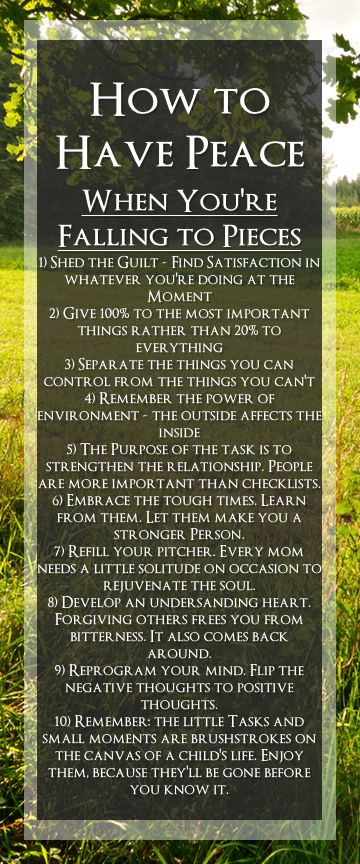 how to have peace when you are falling to pieces