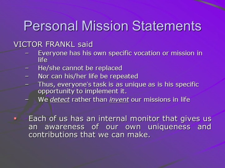 Personal mission statements