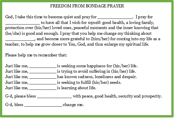 Freedom from bondage prayer